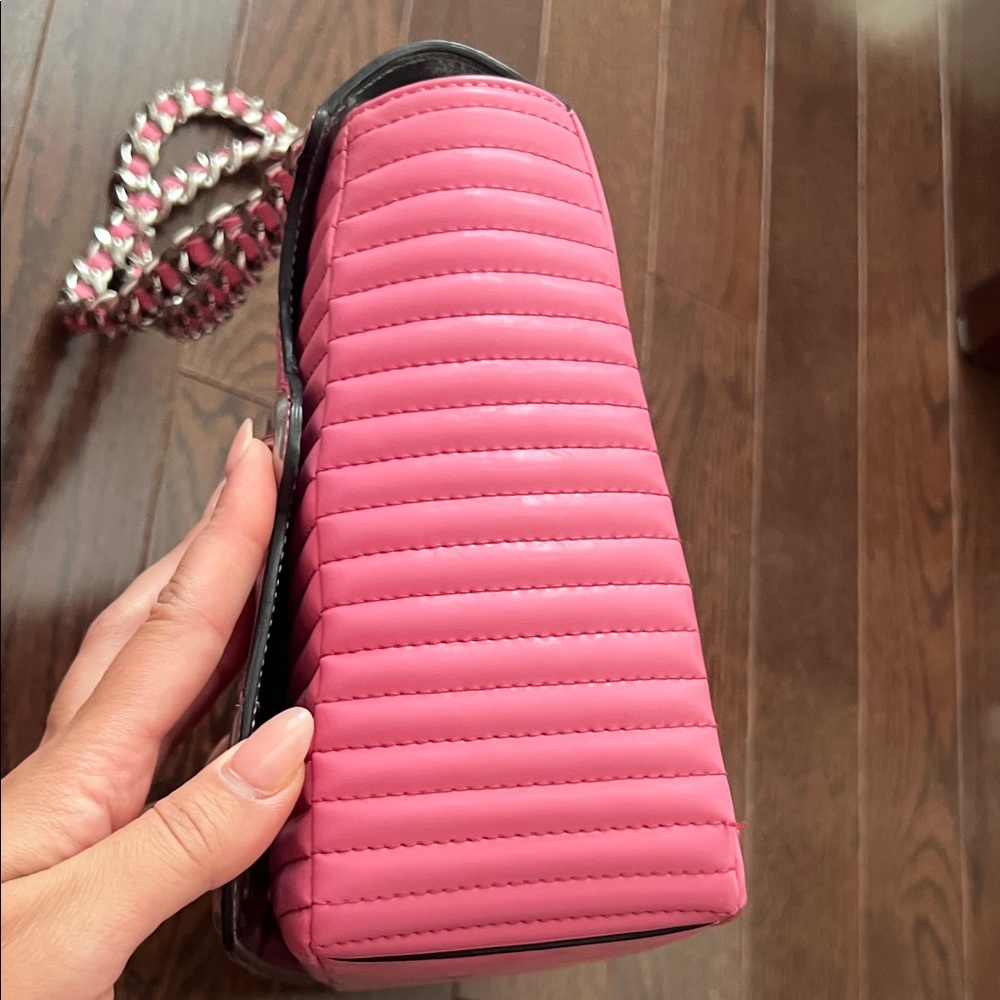 Moschino Pink and Silver License Plate Shoulder Bag - Picture 5 of 14